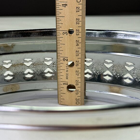 Vintage Oval Metal Filigree Serving Stand With Handles - Picture 13 of 15